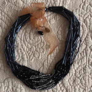 Black and silver necklace and earring set